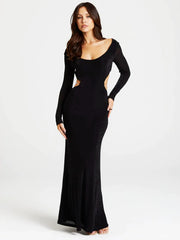 Pearl Chain Backless Fitted Maxi Dress Newgew Dresses