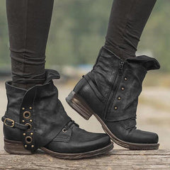 Women Casual Chunky Heel Pu Zipper Ankle Boots NewGew