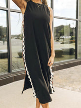 Side Wave Stripes Embellished Side Slit Loose Dress Newgew Dresses