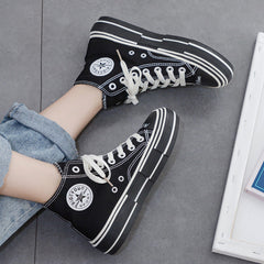 Women's High Top Little Black Korean Style Canvas Shoes Newgew