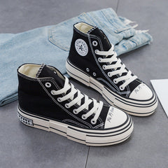 Women's High Top Little Black Korean Style Canvas Shoes Newgew