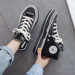 Women's High Top Little Black Korean Style Canvas Shoes Newgew
