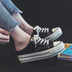Creative Glamorous Increasing Insole Half Heelless Canvas Shoes Newgew