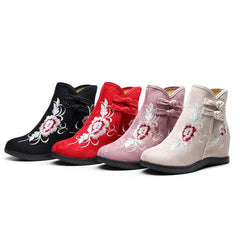 Women's Style Embroidered Height Increasing Insole Ancient Han Canvas Shoes Newgew