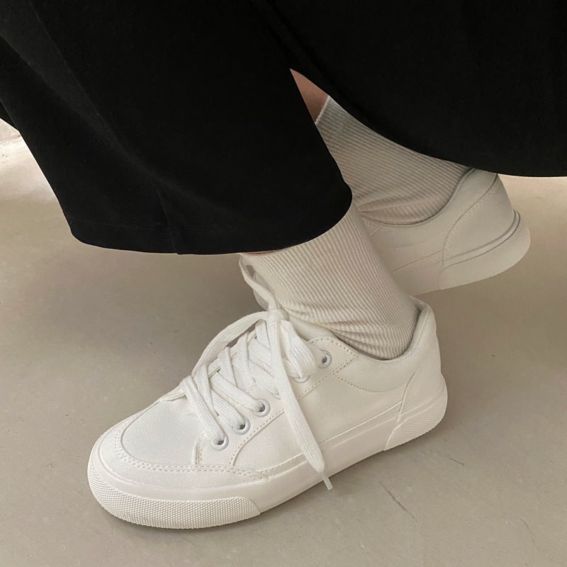 Popular Women's Spring Versatile White Korean Canvas Shoes Newgew