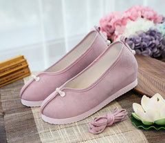 Women's Toe Solid Color Jacquard Cotton Height Canvas Shoes Newgew