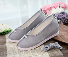 Women's Toe Solid Color Jacquard Cotton Height Canvas Shoes Newgew