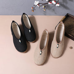 Style Embroidered Tea Clothes And Linen Canvas Shoes Newgew