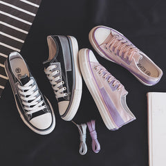 Cool Women's Stitching Front Black Flat Canvas Shoes Newgew