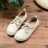 Women Retro Leather Flat Casual Shoes Newgew Shoes