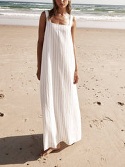 White With Charcoal Pinstripe Maxi Dress Newgew Dresses