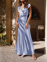 Spring/Summer Satin Solid Color V-Neck Fishtail Party Dress Newgew Dresses