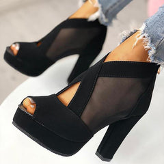 Women Summer Fish Mouth Veil High Heel Sandals NewGew