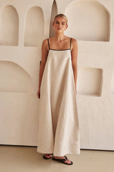 Contrast Linen Maxi Dress Newgew Dresses