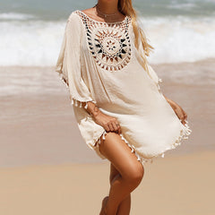 Barefoot Dreams: Beach Sun Protection Cover-Up In Pearl Newgew Dresses