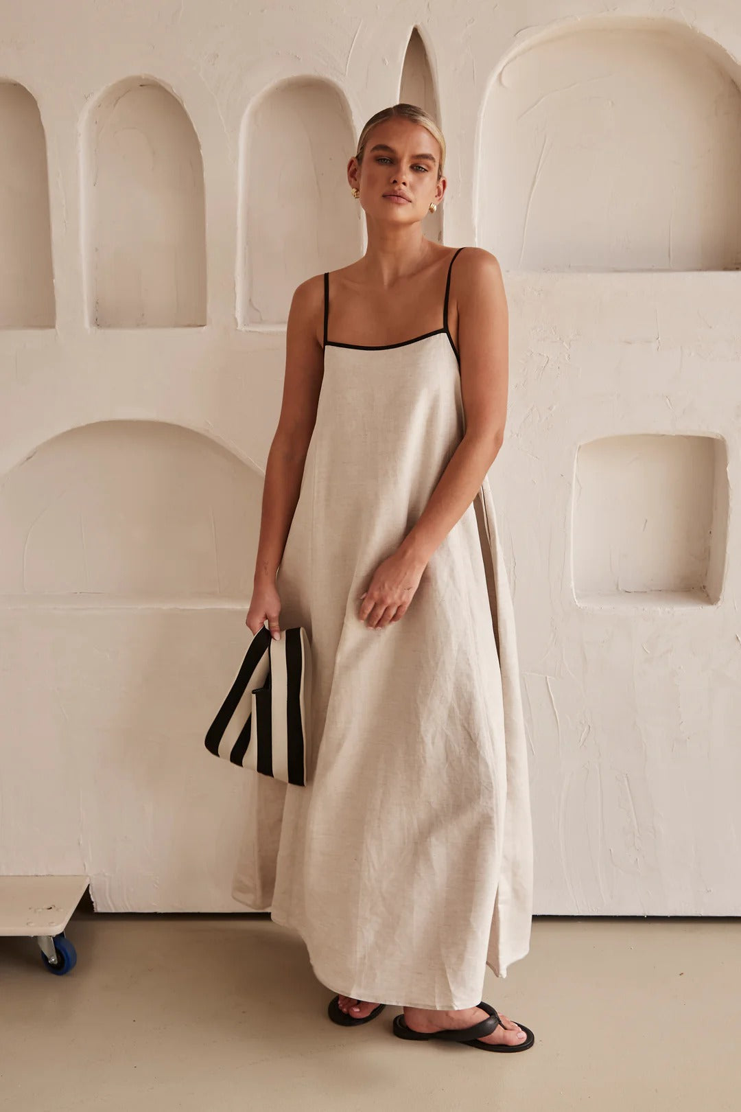 Contrast Linen Maxi Dress Newgew Dresses