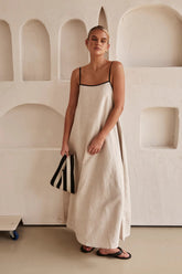 Contrast Linen Maxi Dress Newgew Dresses