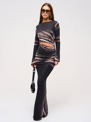 Cutout Waist Printed Maxi Dress Newgew Dresses