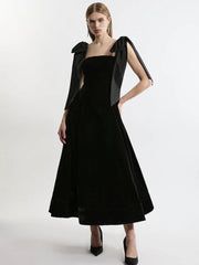 Velvet Strapless Bow Midi Dress Newgew Dresses
