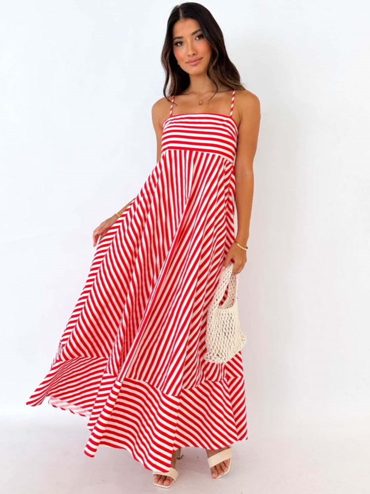 Striped Thin Strappy Midi Dress Newgew Dresses