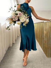 Unique Bridesmaid Sleeveless High Neck Maxi Dresses Newgew Dresses