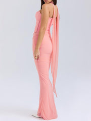 Pink Strapless Bodice and High Waist Skirt with Tie Set Newgew Dresses