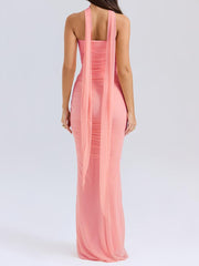 Pink Strapless Bodice and High Waist Skirt with Tie Set Newgew Dresses