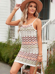 Chevron Stripe Spaghetti Strap Knit Dress Newgew Dresses
