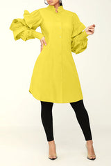 Solid Color Sweet Ruffle Sleeve Mini Dress NewGew