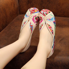 Women's Slip-on Hidden Embroidered Comfortable Style Heels Newgew