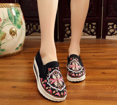 Women's Cloth Ethnic Style Embroidered Wedge Heels Newgew