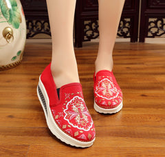 Women's Cloth Ethnic Style Embroidered Wedge Heels Newgew