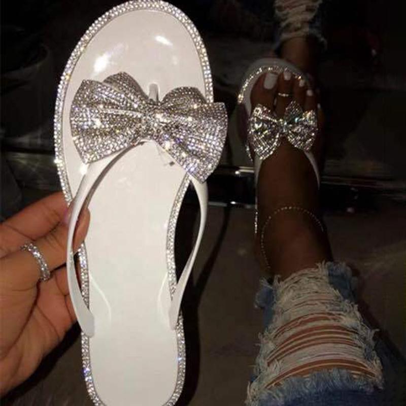 Fashion Bow Diamond Flat Flip-flops NewGew