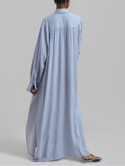 Avery Fluid Shirt Dress - White/Blue Stripe Newgew Dresses