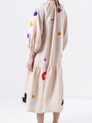 Loose Fit Printed Lantern Sleeve Casual Dress Newgew Dresses