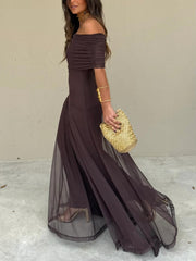 Toledo One Shoulder Mesh Maxi Dress Newgew Dresses