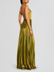 Thalia Metallic Peridot Maxi Dress Newgew Dresses