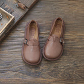 Women Retro Minimalist Soft Leather Flat Casual Shoes Newgew Shoes
