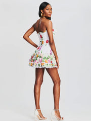 Ruched Stretch Bustier Lace-Trim Mini Dress Newgew Dresses