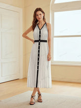 High-End Limited Edition Striped Color-Blocked Sleeveless Dress Newgew Dresses