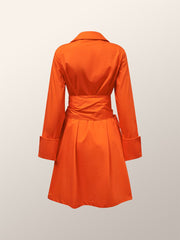 Orange Draped Cotton Wrap-Shirt Dress Newgew Dresses
