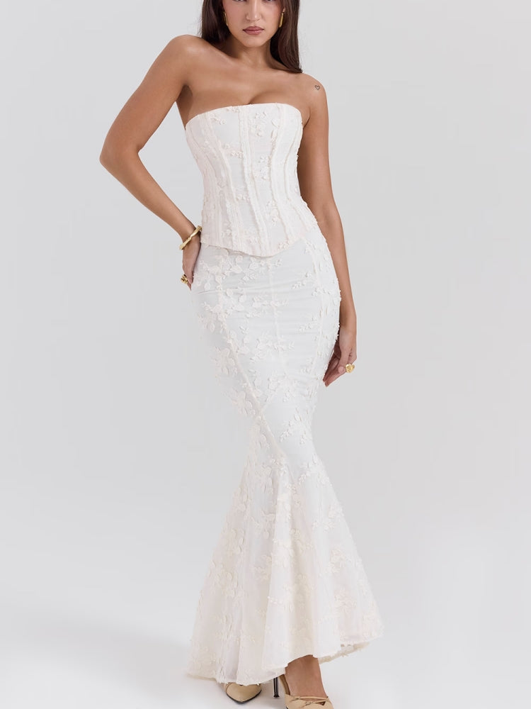 Embroidered Off-the-shoulder Backless Fitted Maxi Dress Newgew Dresses