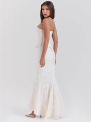 Embroidered Off-the-shoulder Backless Fitted Maxi Dress Newgew Dresses