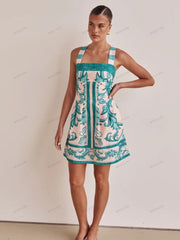 Trendy Casual Printed Spaghetti Strap Mini Dress Newgew Dresses