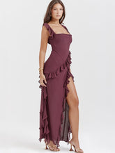 Ruffled Long Maxi Slip Dress - Mulberry Newgew Dresses