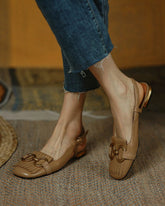 Solid Metallic Buckle Upper Sqaure-toe Flat Slip-on NewGew