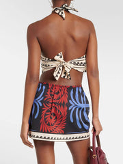 Unique Summer Print Halter Neck Mini Dress Newgew Dresses