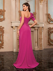 Asymmetrical Neckline High Slit Dress Newgew Dresses