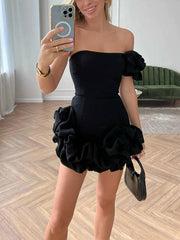 Flounced Bottom One Shoulder Bustier Dress Newgew Dresses