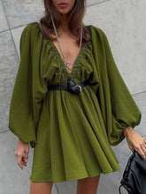 Woven Plunge Skater Mini Dress Newgew Dresses